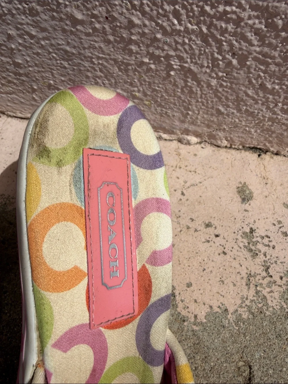 Y2K Coach Dalores A0135 Wedge Flip Flops Multicolor Signature C Pink Size 9B
